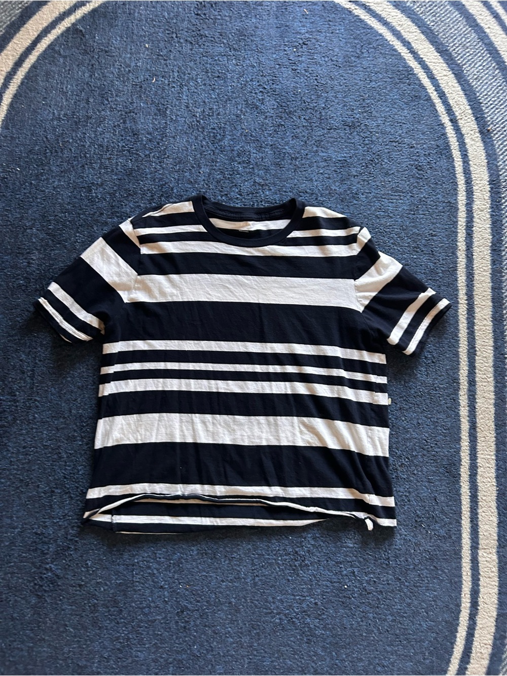 Old Navy Navy and White Striped Short Sleeve Tee
